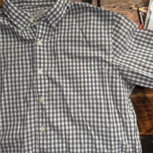 J. Crew Men's Grey and White Gingham Shirt